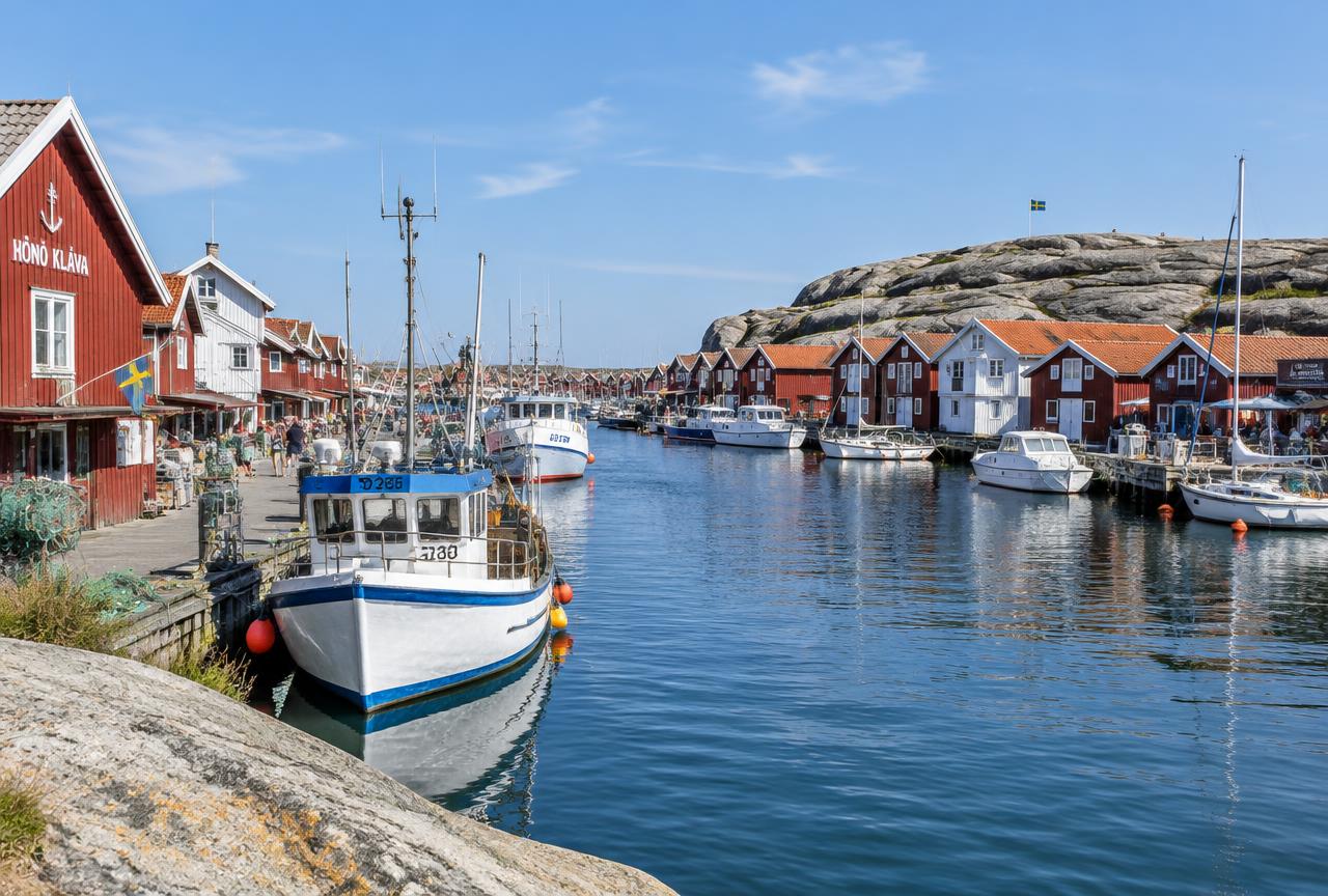 Skärgårdssamhälle med hamn